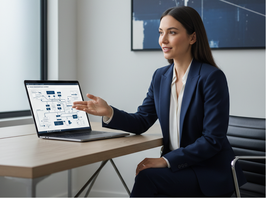 Engineer reviewing systems architecture as part of the diagnostic